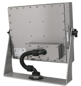 Industrial KVM Extender mounted to rear of Universal Mount Monitor