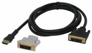 The Hope Industrial CCDVI-xx cable kits can be used to feed our DVI displays from a HDMI source, or to run a DVI signal through conduit.