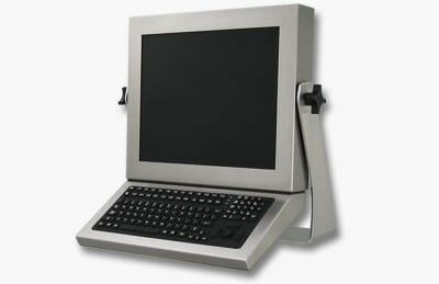 Monitor-Mounted Industrial Full-Travel Keyboard with Button Pointer
